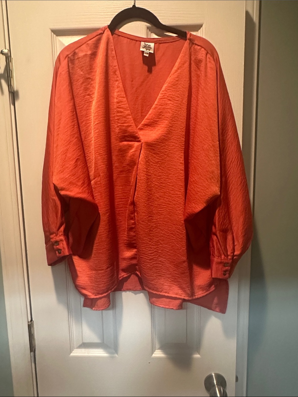 ivy jane Orange V-Neck Dolman Sleeve Blouse